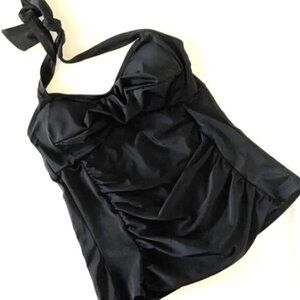 CHADWICKS RUCHED HALTER TANKINI SWIM TOP